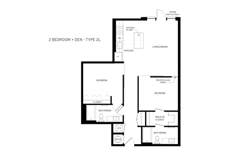 Floor plan for 2 beds, 2 baths, 1252 sqft